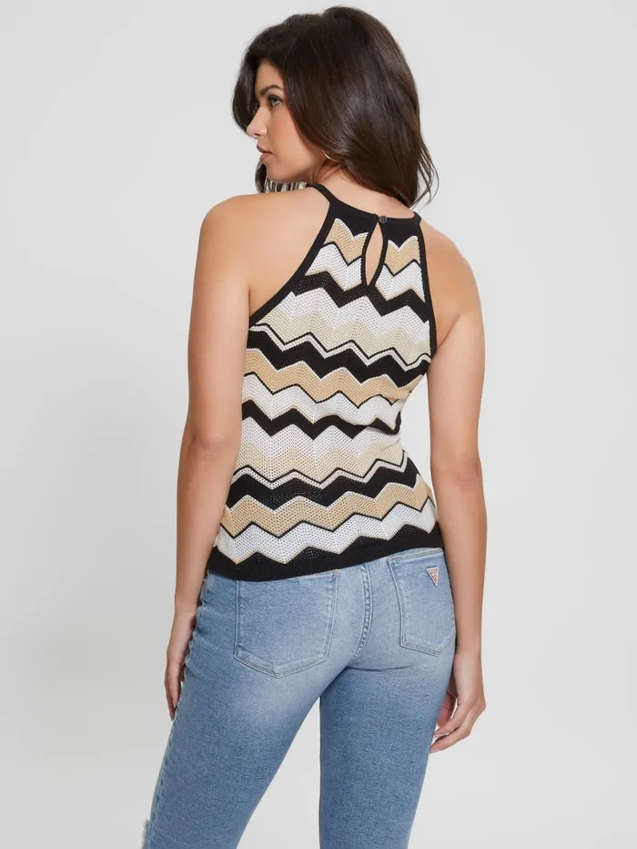 GUESS Tops Harper Chevron Stripe Sweater Tank Black 8211 Women