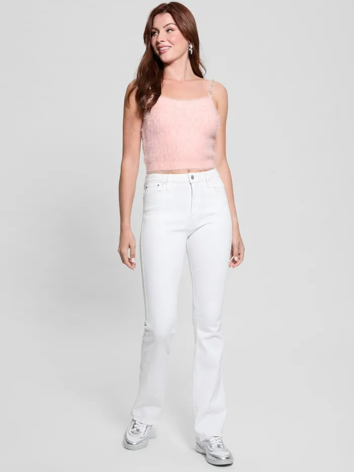 GUESS Tops Keyla Fuzzy Sweater Crop Cami Black 8211 Women