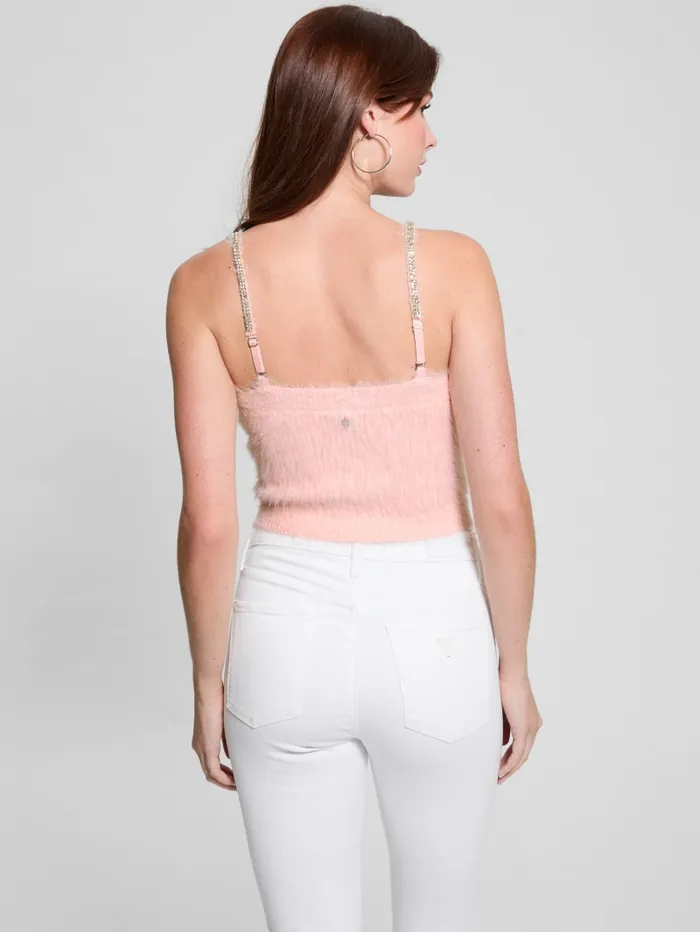 GUESS Tops Keyla Fuzzy Sweater Crop Cami Black 8211 Women