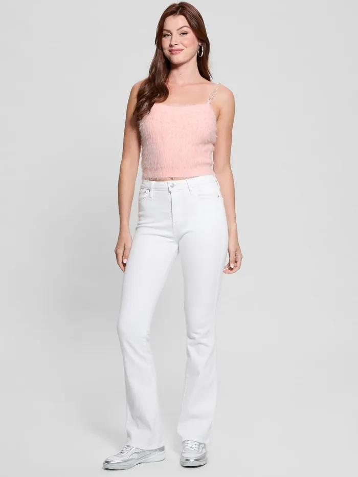 GUESS Tops Keyla Fuzzy Sweater Crop Cami Black 8211 Women