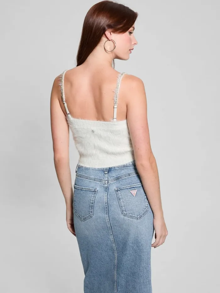 GUESS Tops Keyla Fuzzy Sweater Crop Cami Black 8211 Women