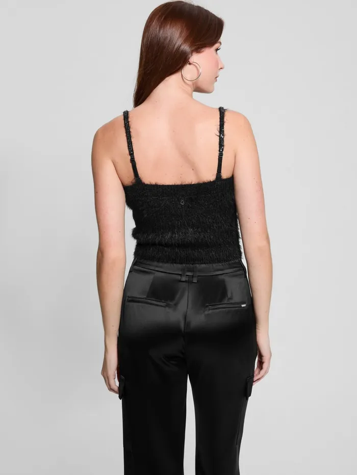 GUESS Tops Keyla Fuzzy Sweater Crop Cami Black 8211 Women