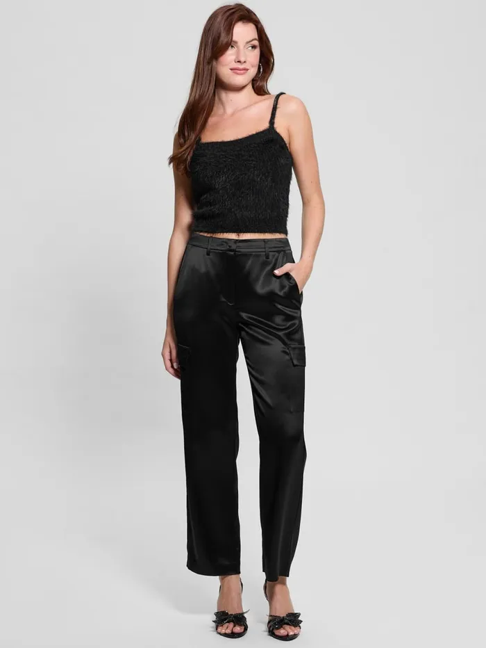 GUESS Tops Keyla Fuzzy Sweater Crop Cami Black 8211 Women