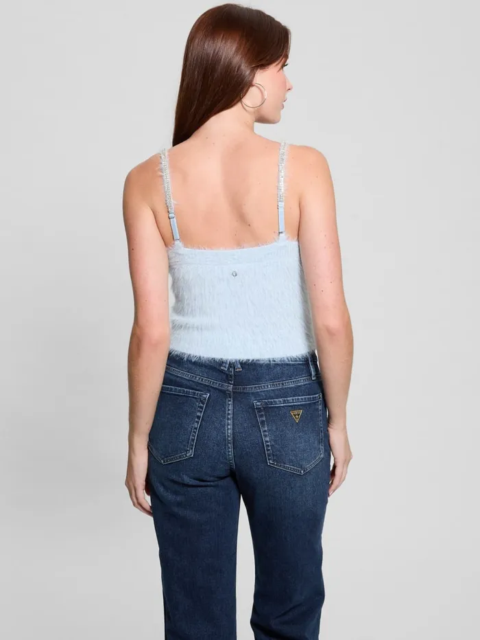 GUESS Tops Keyla Fuzzy Sweater Crop Cami Black 8211 Women