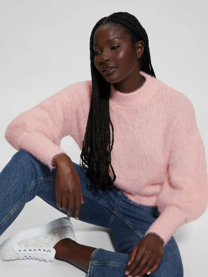 GUESS Tops Keyla Fuzzy Sweater White 8211 Women