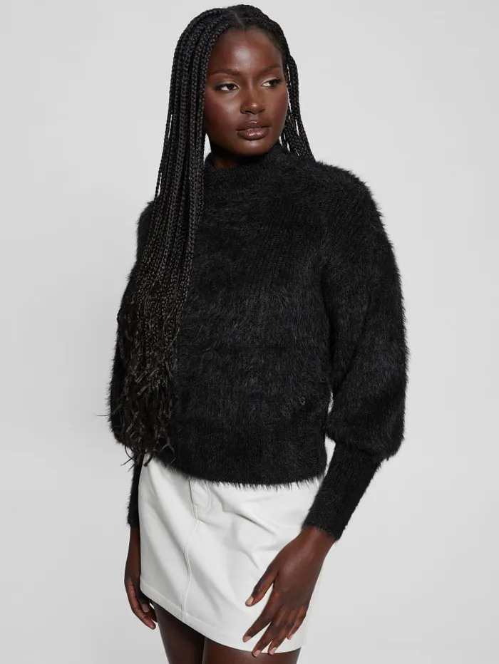 GUESS Tops Keyla Fuzzy Sweater White 8211 Women
