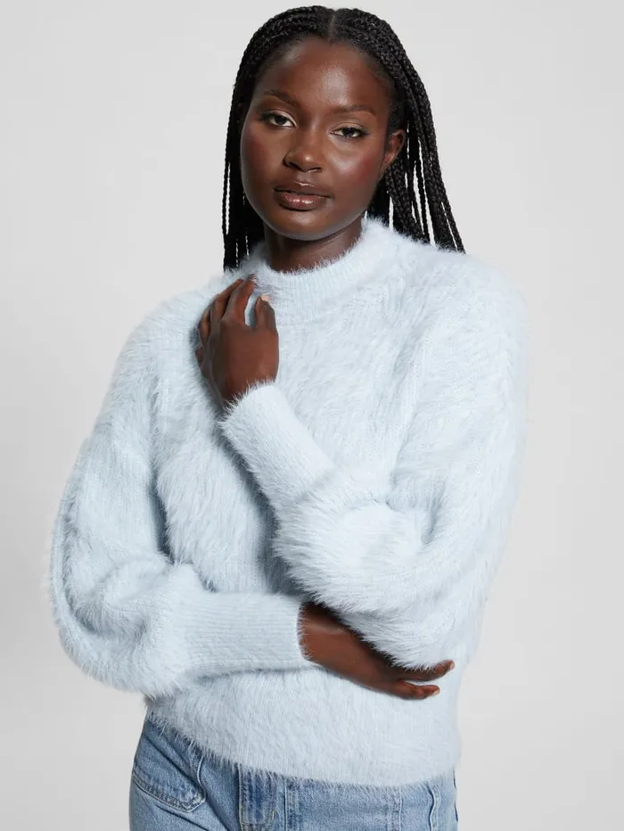 GUESS Tops Keyla Fuzzy Sweater White 8211 Women