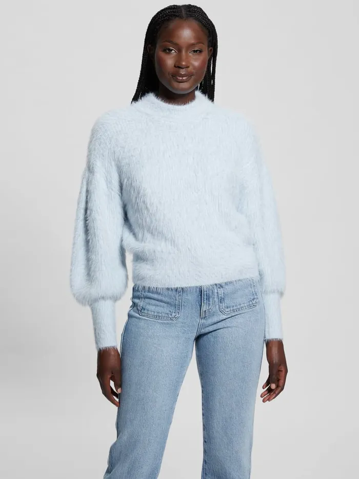 GUESS Tops Keyla Fuzzy Sweater White 8211 Women
