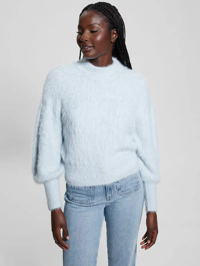 GUESS Tops Keyla Fuzzy Sweater White 8211 Women