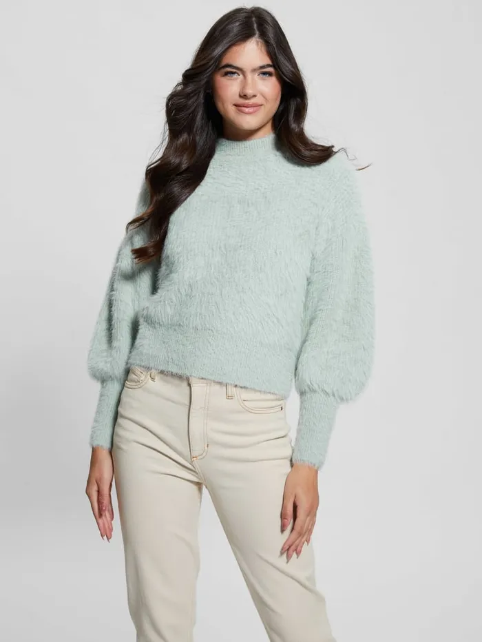 GUESS Tops Keyla Fuzzy Sweater White 8211 Women