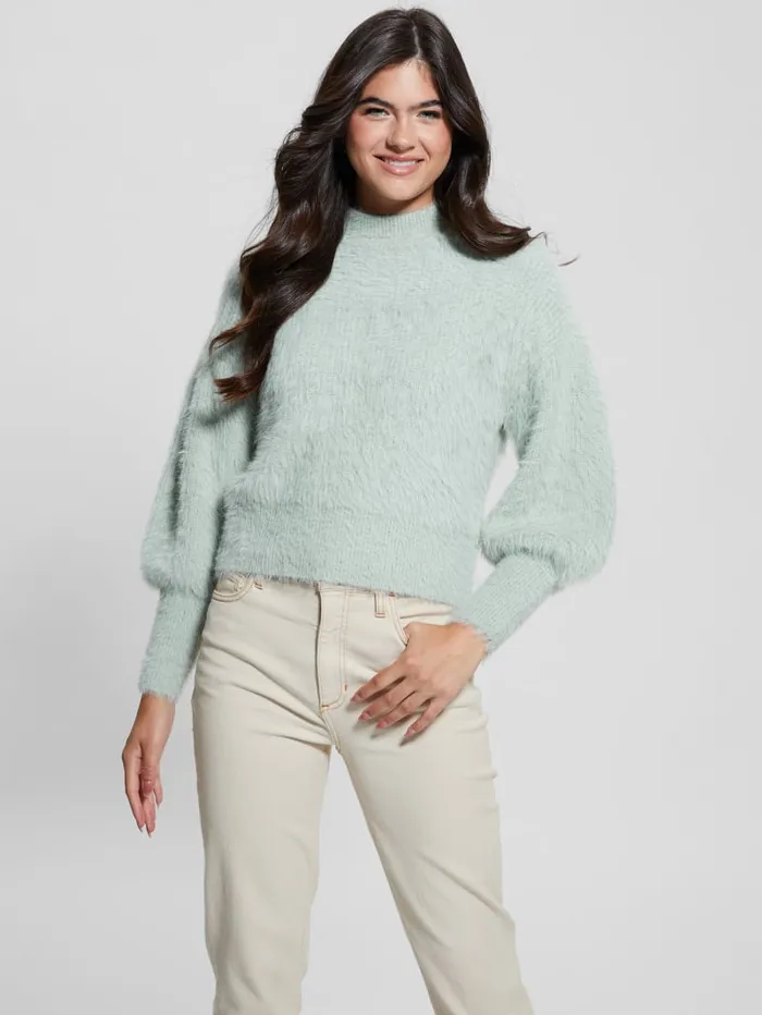 GUESS Tops Keyla Fuzzy Sweater White 8211 Women