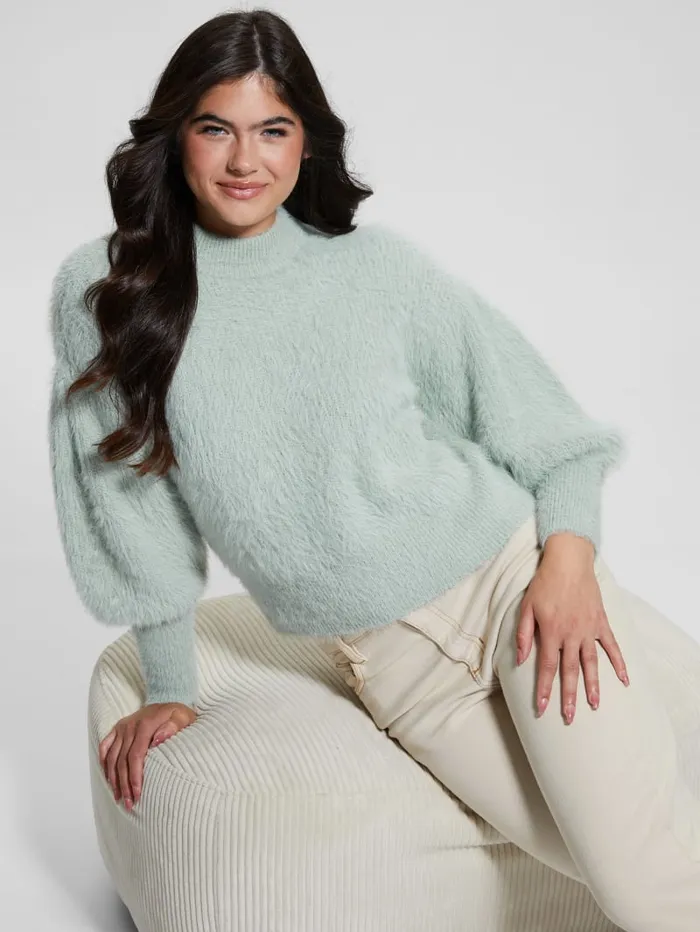 GUESS Tops Keyla Fuzzy Sweater White 8211 Women