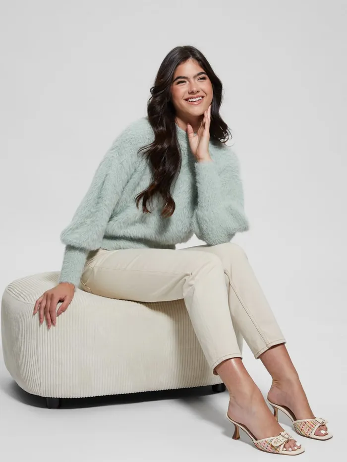 GUESS Tops Keyla Fuzzy Sweater White 8211 Women