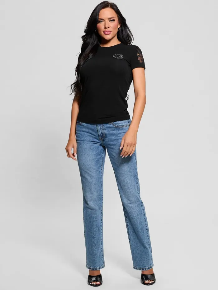 GUESS Tops Lace G Crewneck Tee Black 8211 Women