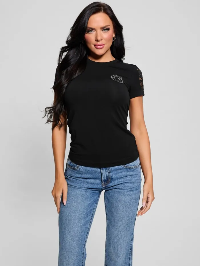 GUESS Tops Lace G Crewneck Tee Black 8211 Women