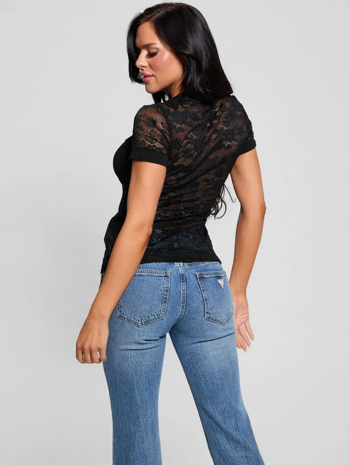 GUESS Tops Lace G Crewneck Tee Black 8211 Women