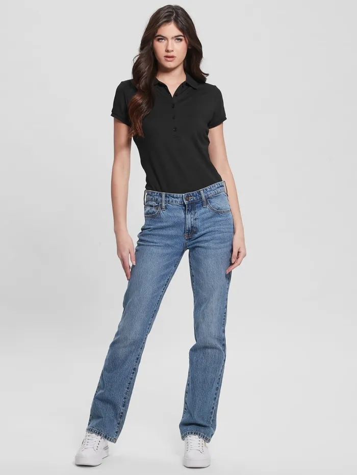 GUESS Tops Liza Pique Polo Blue 8211 Women