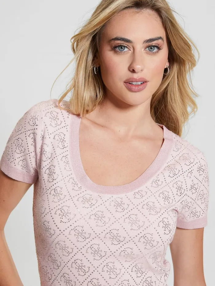 GUESS Tops Paige Quattro Rhinestone Top Pink 8211 Women