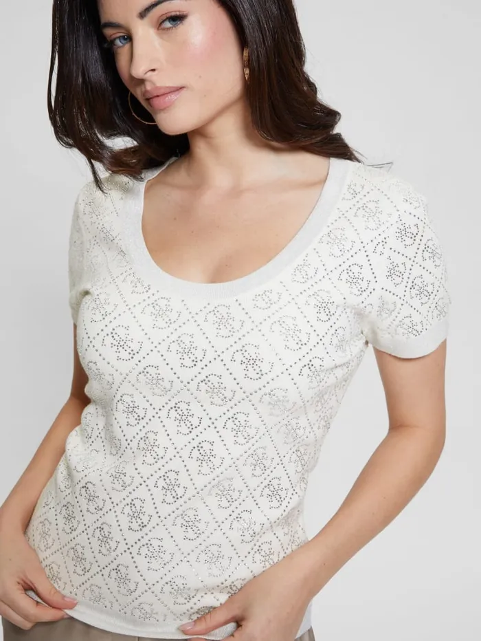 GUESS Tops Paige Quattro Rhinestone Top Pink 8211 Women