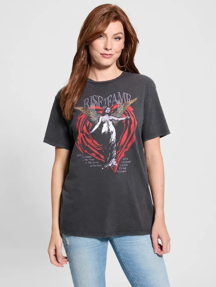 GUESS Tops Rise 2 Fame Graphic Tee Black 8211 Women