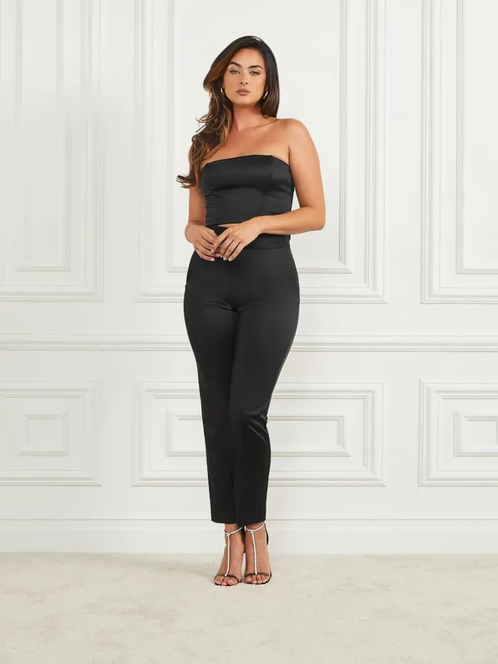 GUESS Tops Roxanne Satin Corset Top Black 8211 Women