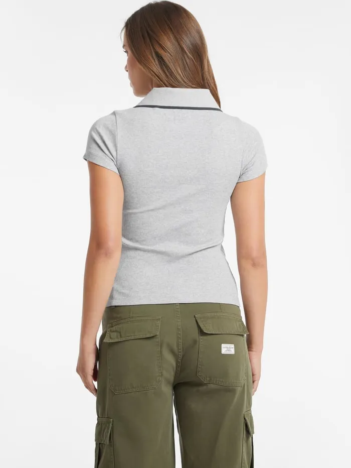 GUESS Tops Slim Embroidered Logo Polo Gray 8211 Women