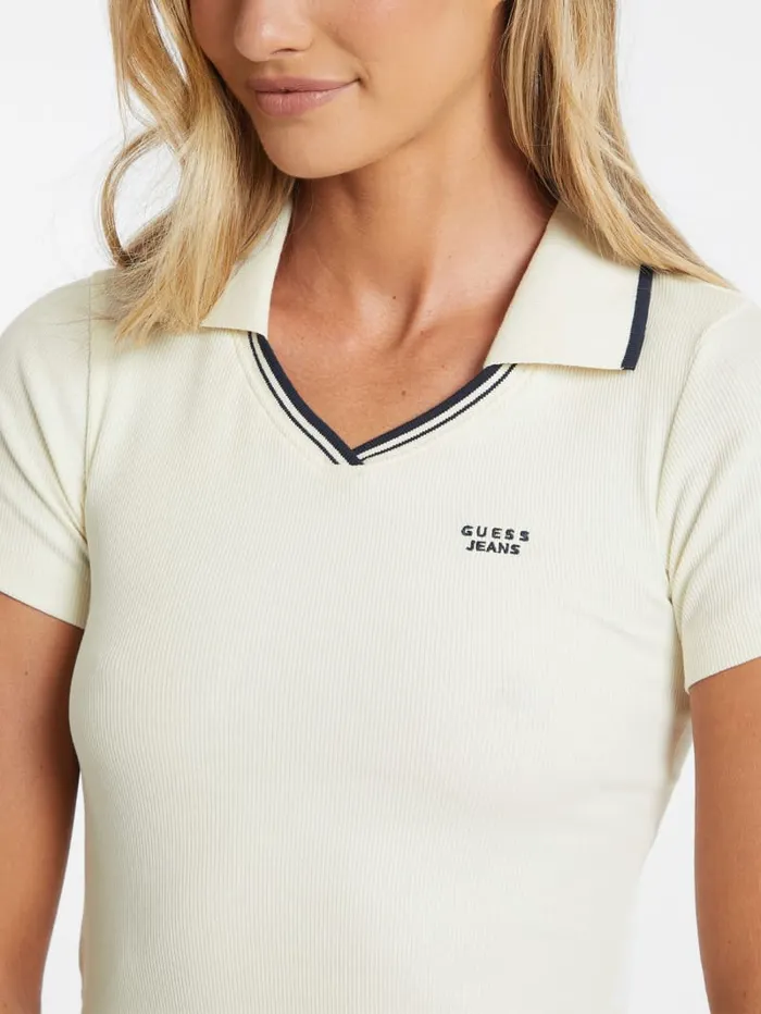 GUESS Tops Slim Embroidered Logo Polo Gray 8211 Women
