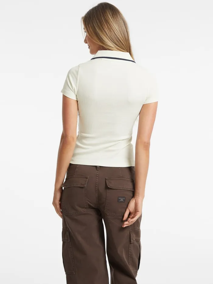 GUESS Tops Slim Embroidered Logo Polo Gray 8211 Women
