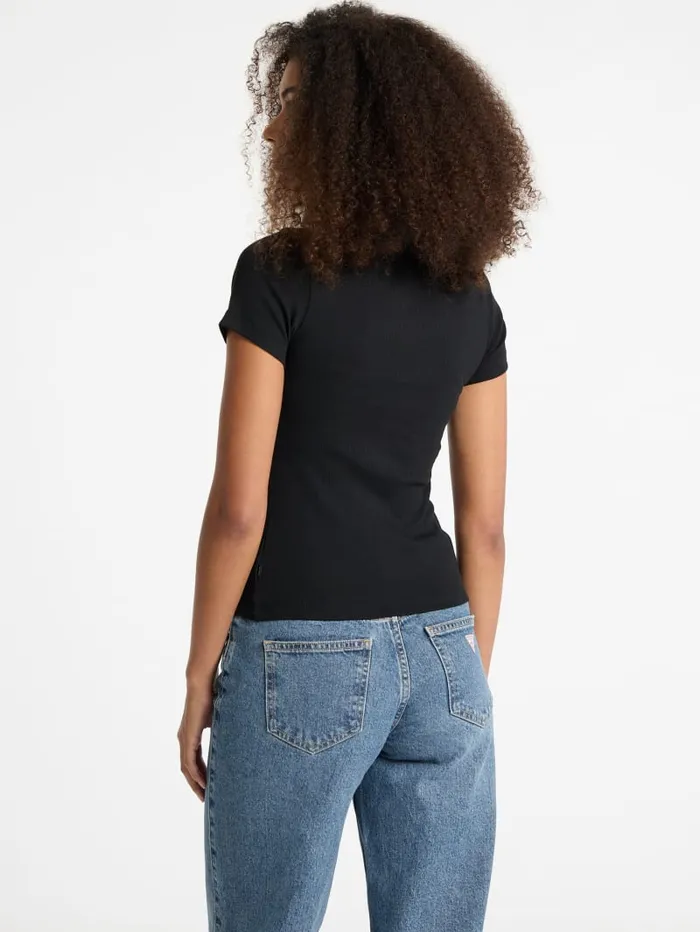 GUESS Tops Slim Embroidered Logo Polo Gray 8211 Women