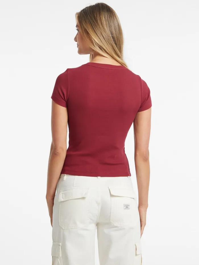 GUESS Tops Slim Embroidered Logo Tee Red 8211 Women