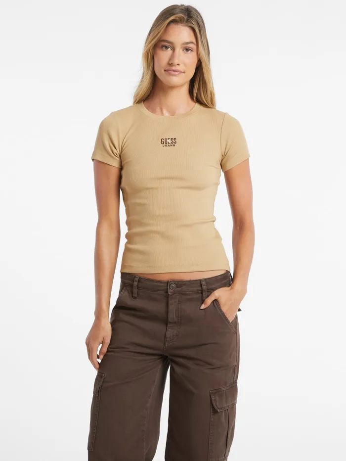 GUESS Tops Slim Embroidered Logo Tee Red 8211 Women