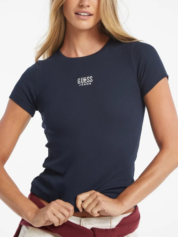 GUESS Tops Slim Embroidered Logo Tee Red 8211 Women