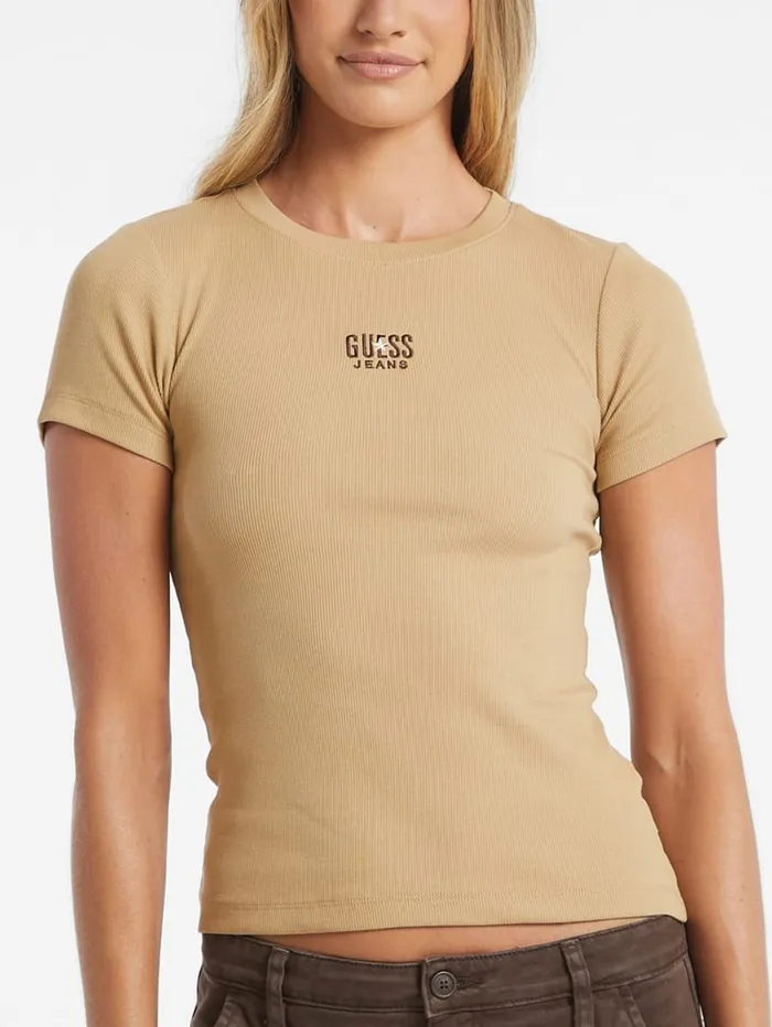 GUESS Tops Slim Embroidered Logo Tee Red 8211 Women