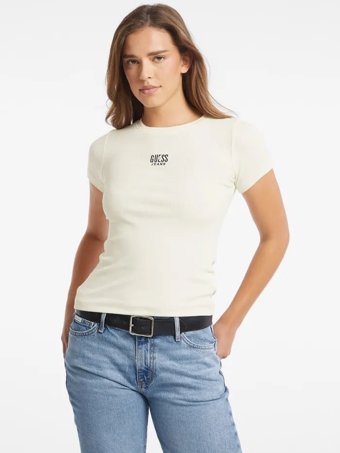 GUESS Tops Slim Embroidered Logo Tee Red 8211 Women