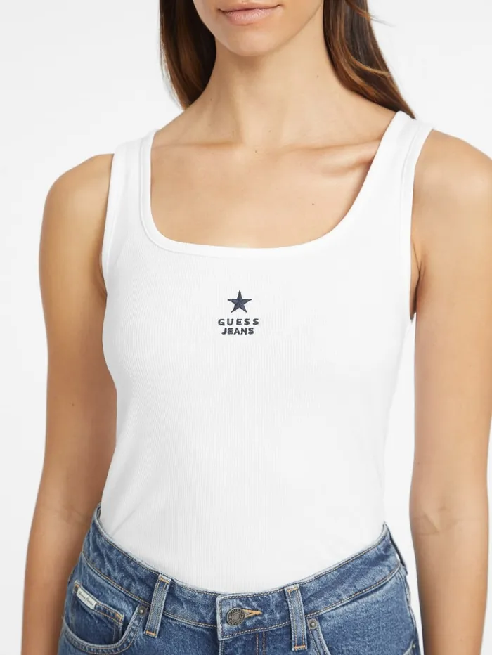 GUESS Tops Slim Embroidered Star Tank White 8211 Women