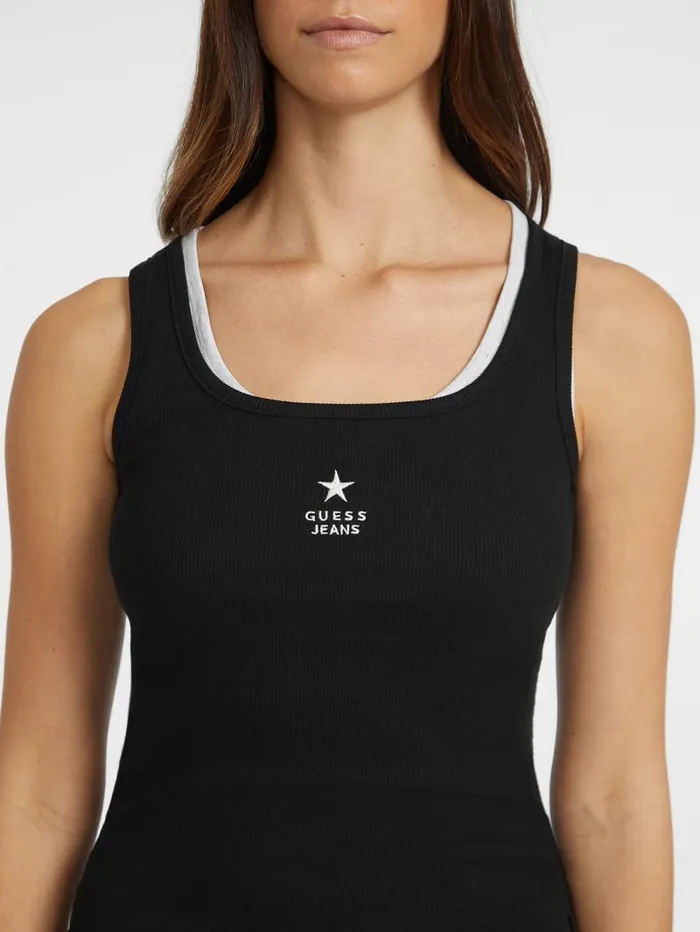 GUESS Tops Slim Embroidered Star Tank White 8211 Women
