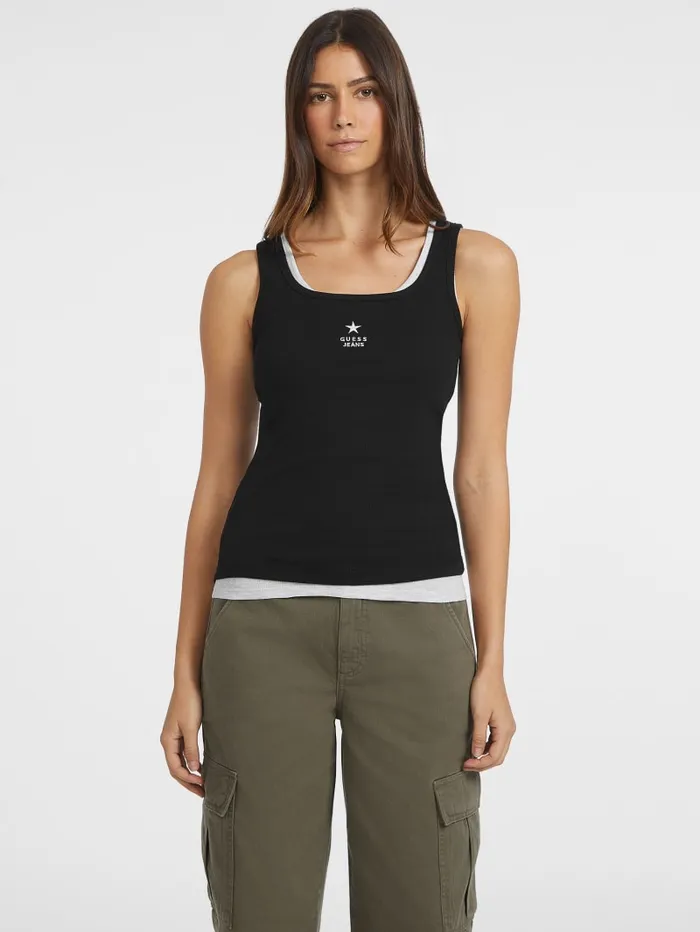GUESS Tops Slim Embroidered Star Tank White 8211 Women
