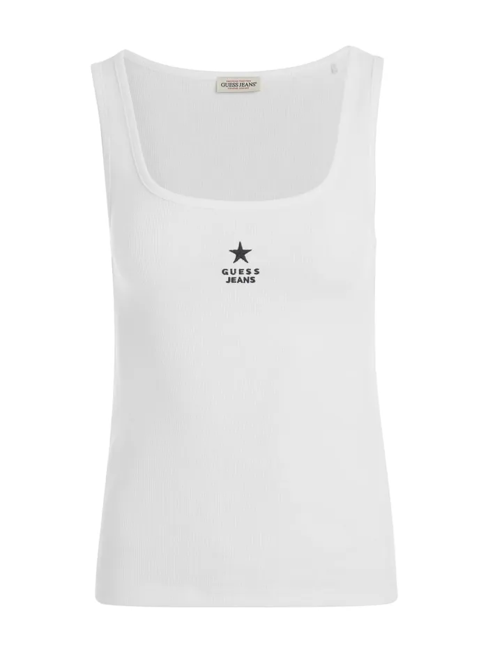 GUESS Tops Slim Embroidered Star Tank White 8211 Women
