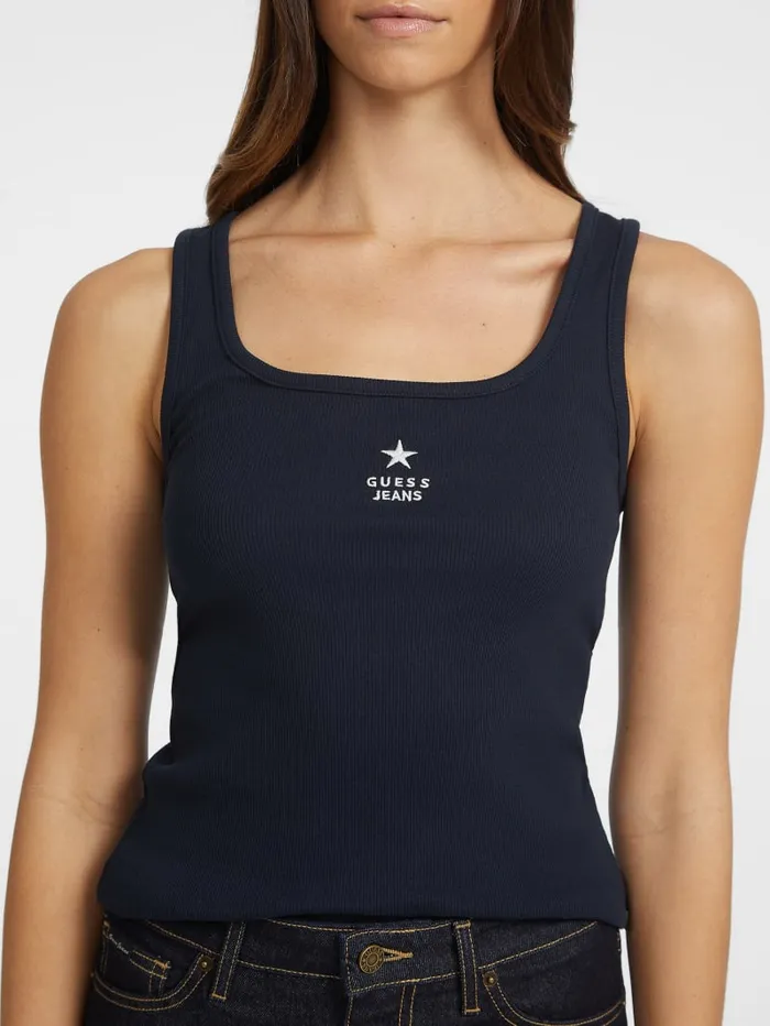 GUESS Tops Slim Embroidered Star Tank White 8211 Women
