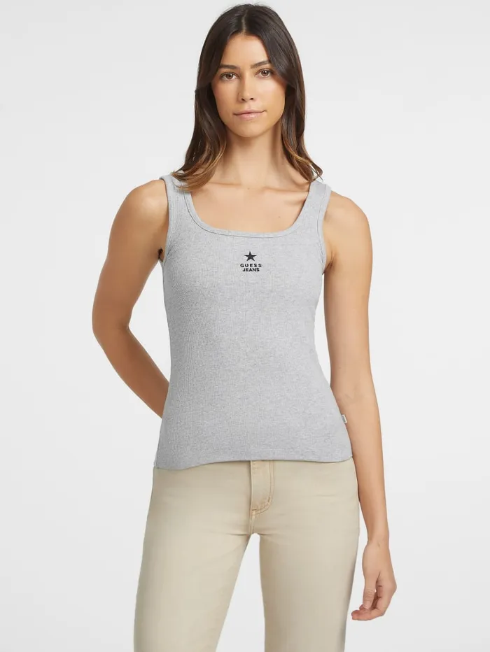 GUESS Tops Slim Embroidered Star Tank White 8211 Women