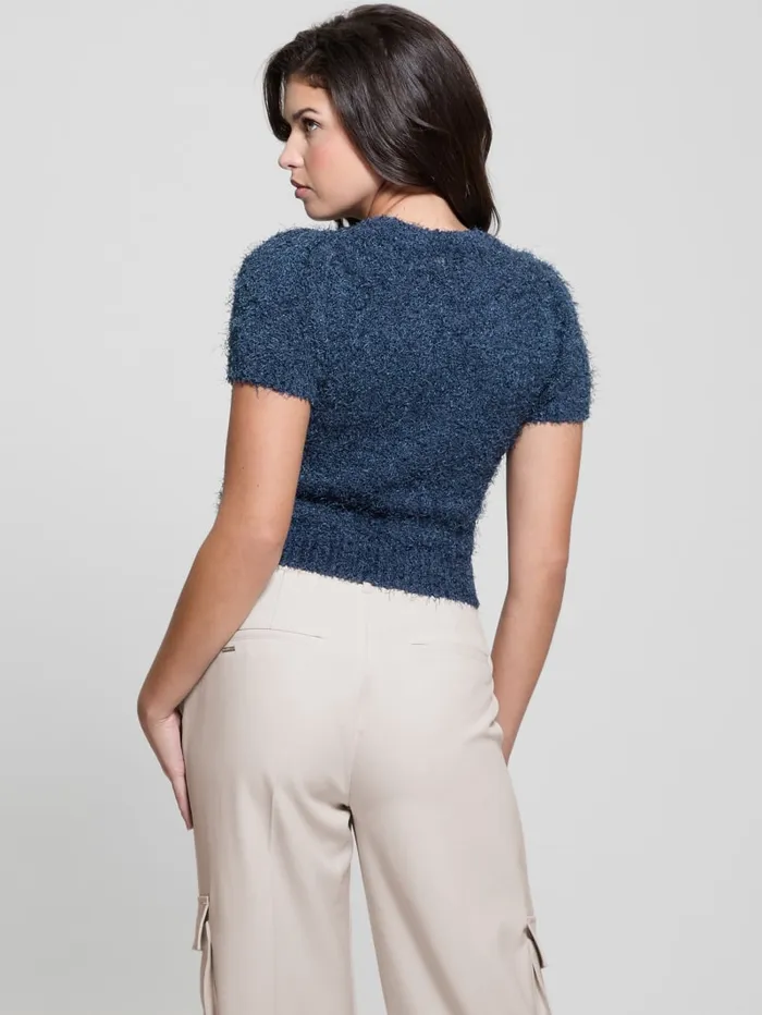 GUESS Tops Usami Fuzzy Sweater Top Blue 8211 Women