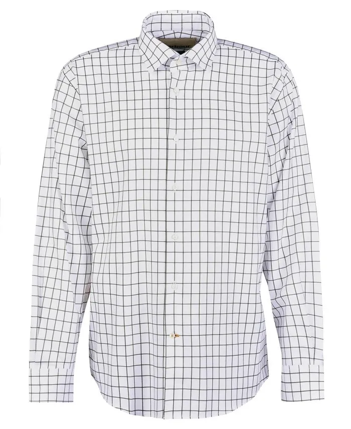 Hanstead Country Active LongSleeved Shirt Mid Olive Men Barbour Shirts
