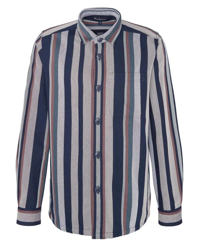 Hawkhill Striped Overshirt Dark Slate Men Barbour Overshirts