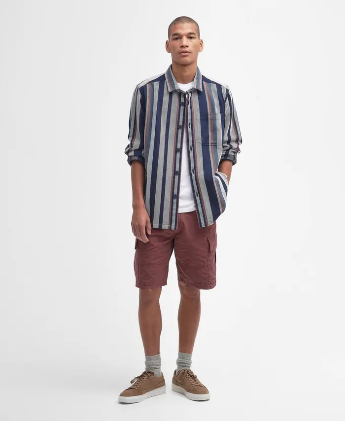 Hawkhill Striped Overshirt Dark Slate Men Barbour Overshirts