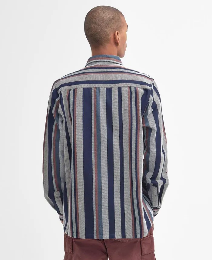 Hawkhill Striped Overshirt Dark Slate Men Barbour Overshirts