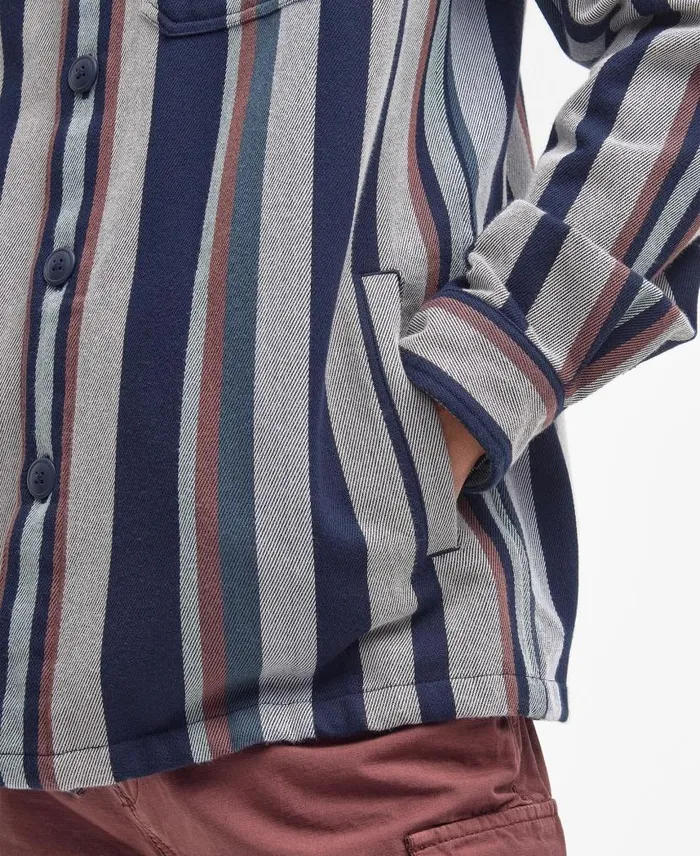 Hawkhill Striped Overshirt Dark Slate Men Barbour Overshirts