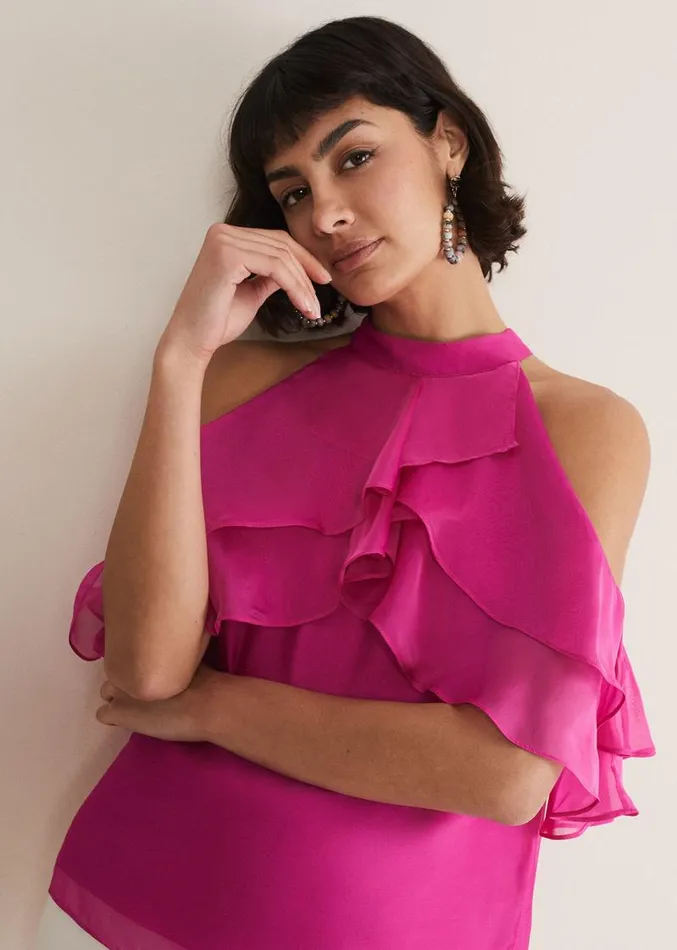 Heather Ruffle Top Fuschia Women Phase Eight Shirts and Blouses