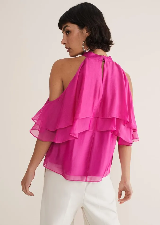 Heather Ruffle Top Fuschia Women Phase Eight Shirts and Blouses