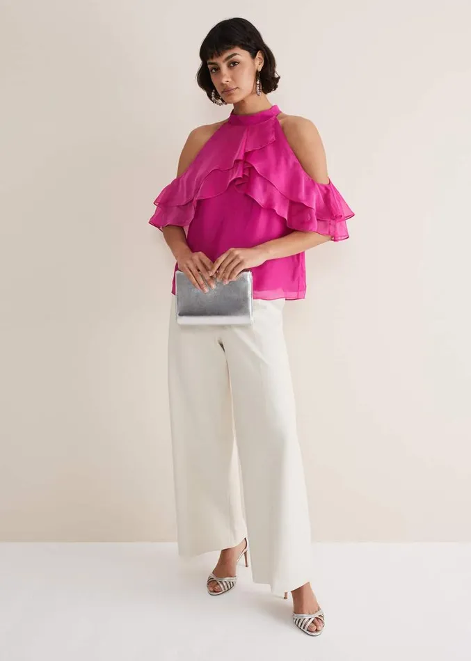 Heather Ruffle Top Fuschia Women Phase Eight Shirts and Blouses