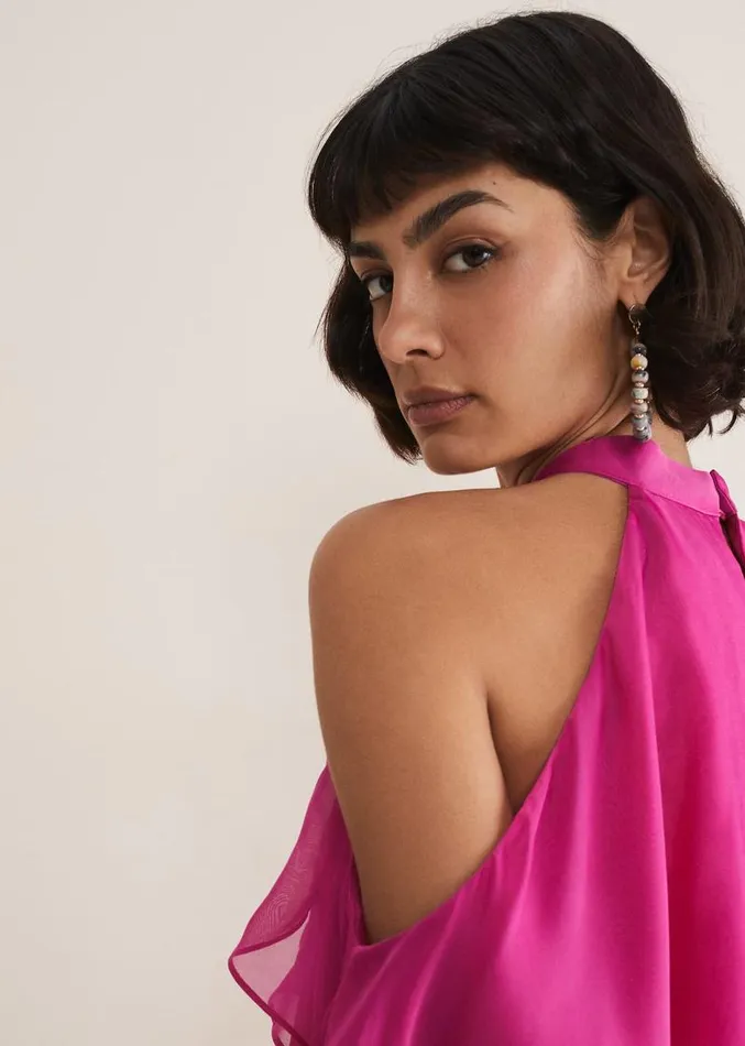 Heather Ruffle Top Fuschia Women Phase Eight Shirts and Blouses